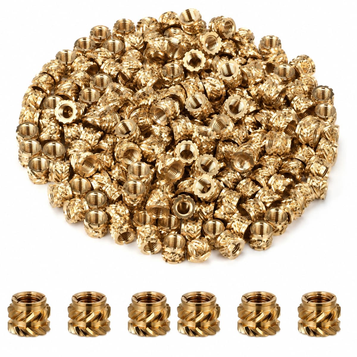 M3 x 5 x 4mm Brass knurled threaded heated insert